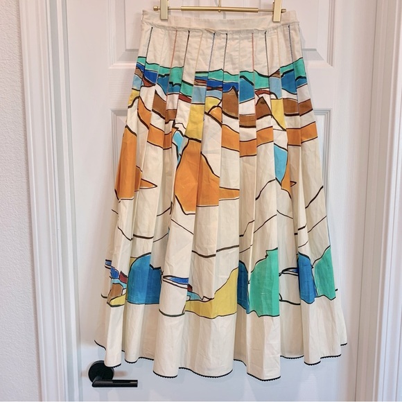 🎨 ZARA ZW Collection Printed Pleated Midi Skirt Colorful Abstract Painting M - Picture 9 of 16